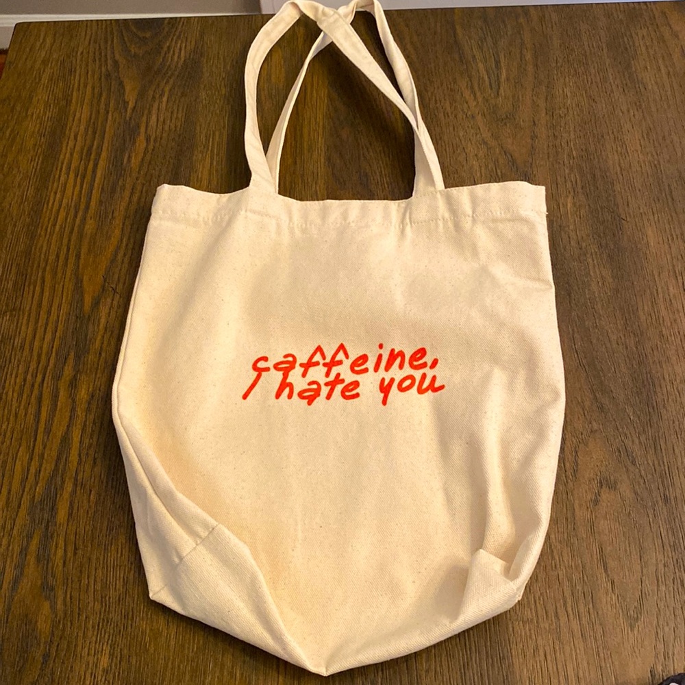 “Caffeine, I hate you” Canvas tote bag